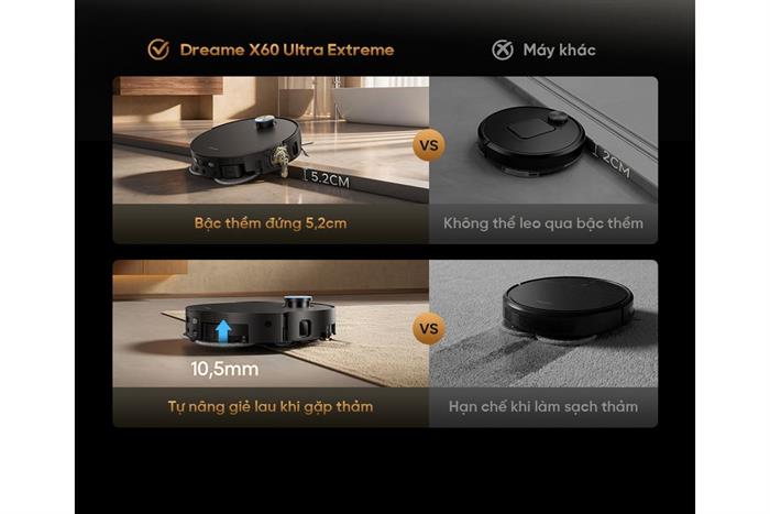 Robot hút bụi lau nhà Dreame X60 Ultra Extreme Đen Màu Đen