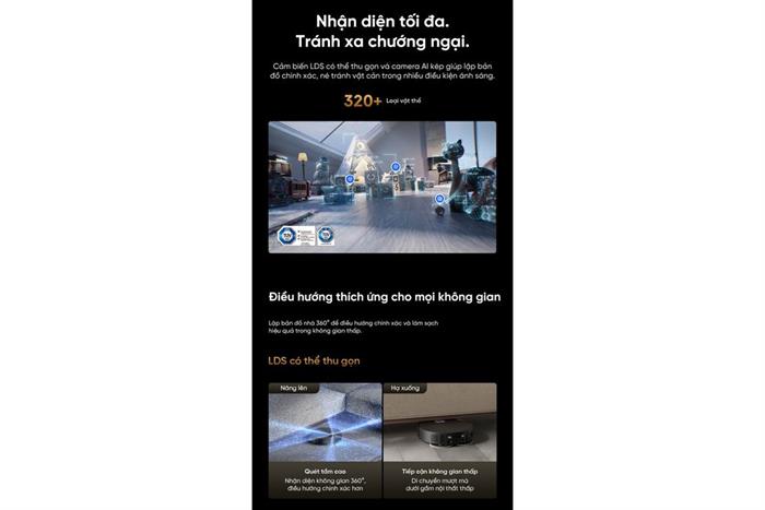 Robot hút bụi lau nhà Dreame X60 Ultra Extreme Đen Màu Đen