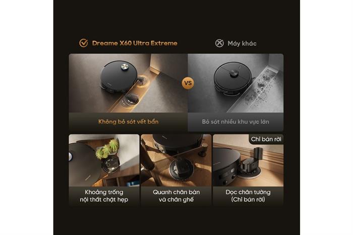 Robot hút bụi lau nhà Dreame X60 Ultra Extreme Đen Màu Đen