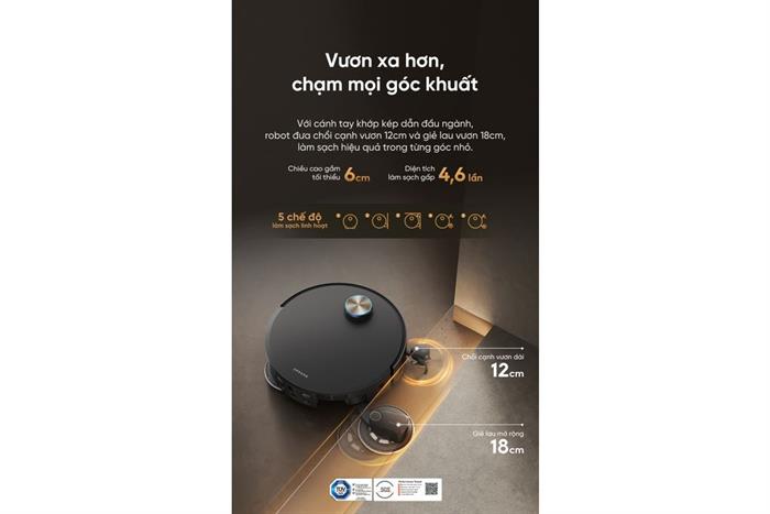 Robot hút bụi lau nhà Dreame X60 Ultra Extreme Đen Màu Đen