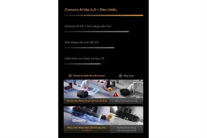 Robot hút bụi lau nhà Dreame X60 Ultra Extreme Đen Màu Đen