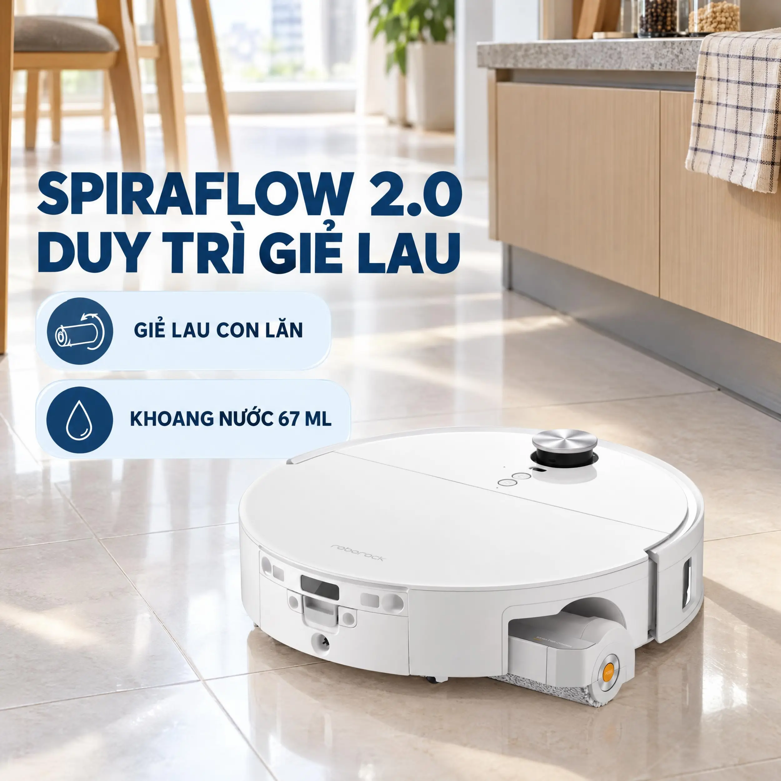 Robot hút bụi lau nhà Roborock Qrevo Edge 2 Flow (RRE0BEC+EWFD69HRR) Màu Trắng