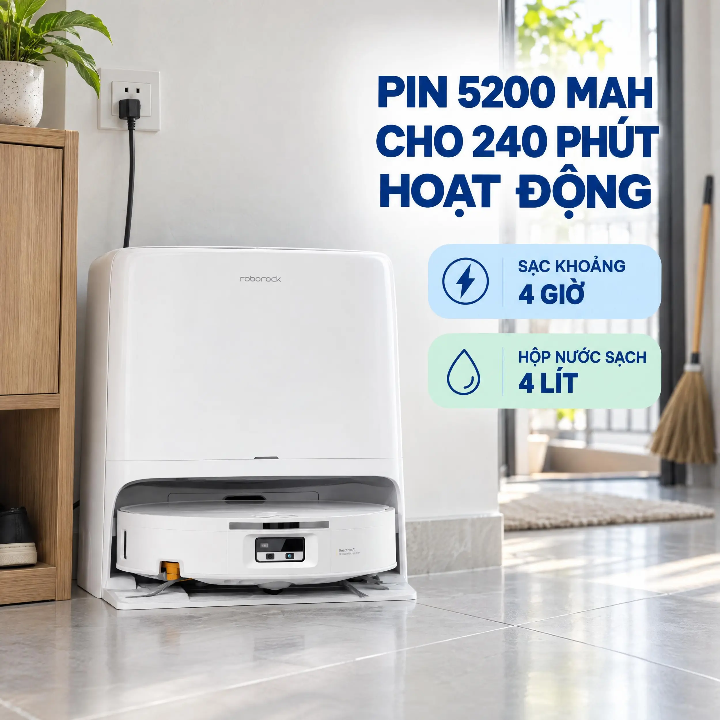 Robot hút bụi lau nhà Roborock Qrevo Edge 2 Flow (RRE0BEC+EWFD69HRR) Màu Trắng