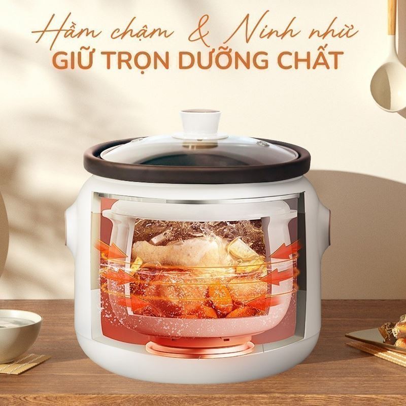Nồi nấu chậm Unie 2 lít USC208 Màu Trắng