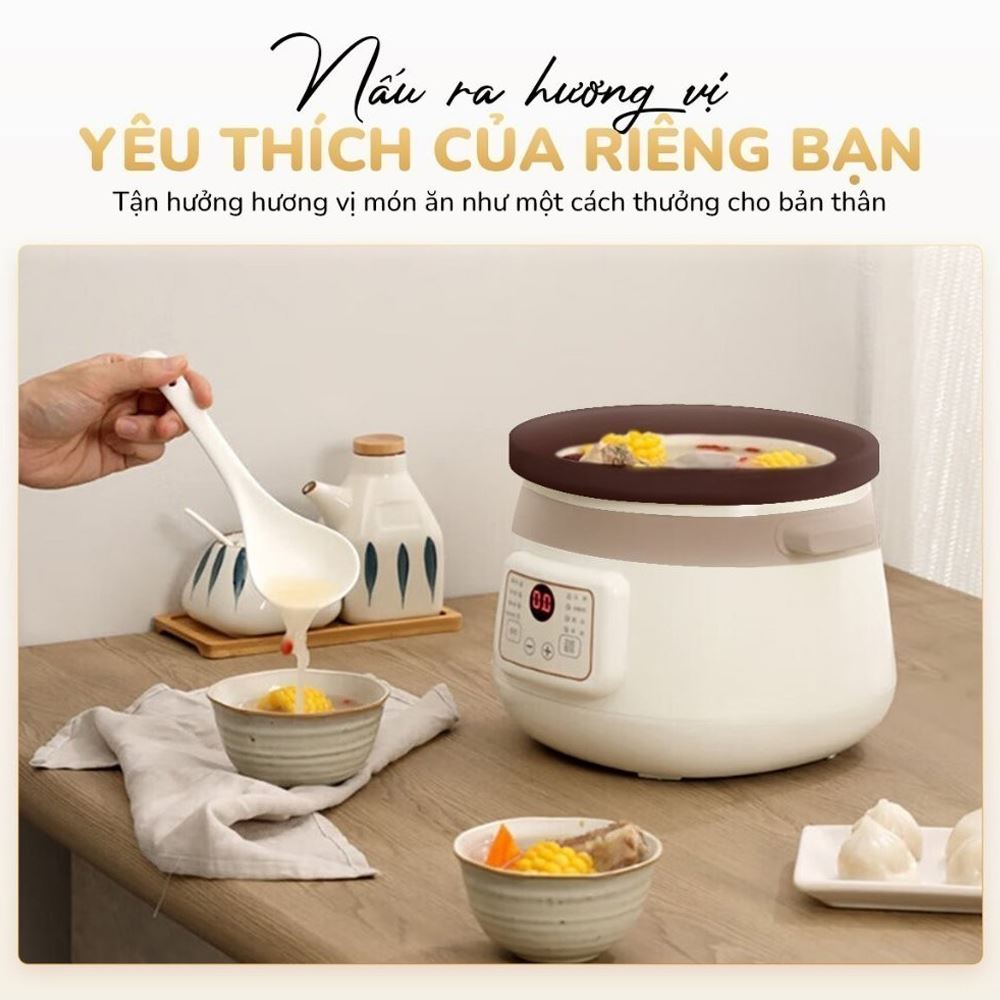 Nồi nấu chậm Unie 3 lít USC308 Màu Màu be
