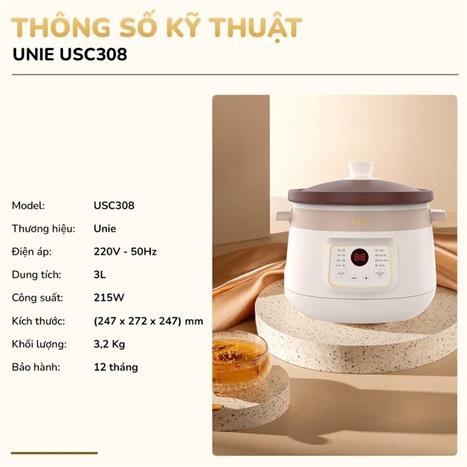 Nồi nấu chậm Unie 3 lít USC308 Màu Màu be
