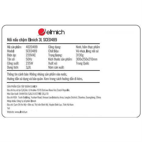 Nồi nấu chậm Elmich 3 lít SCE0489 Màu Xanh mint