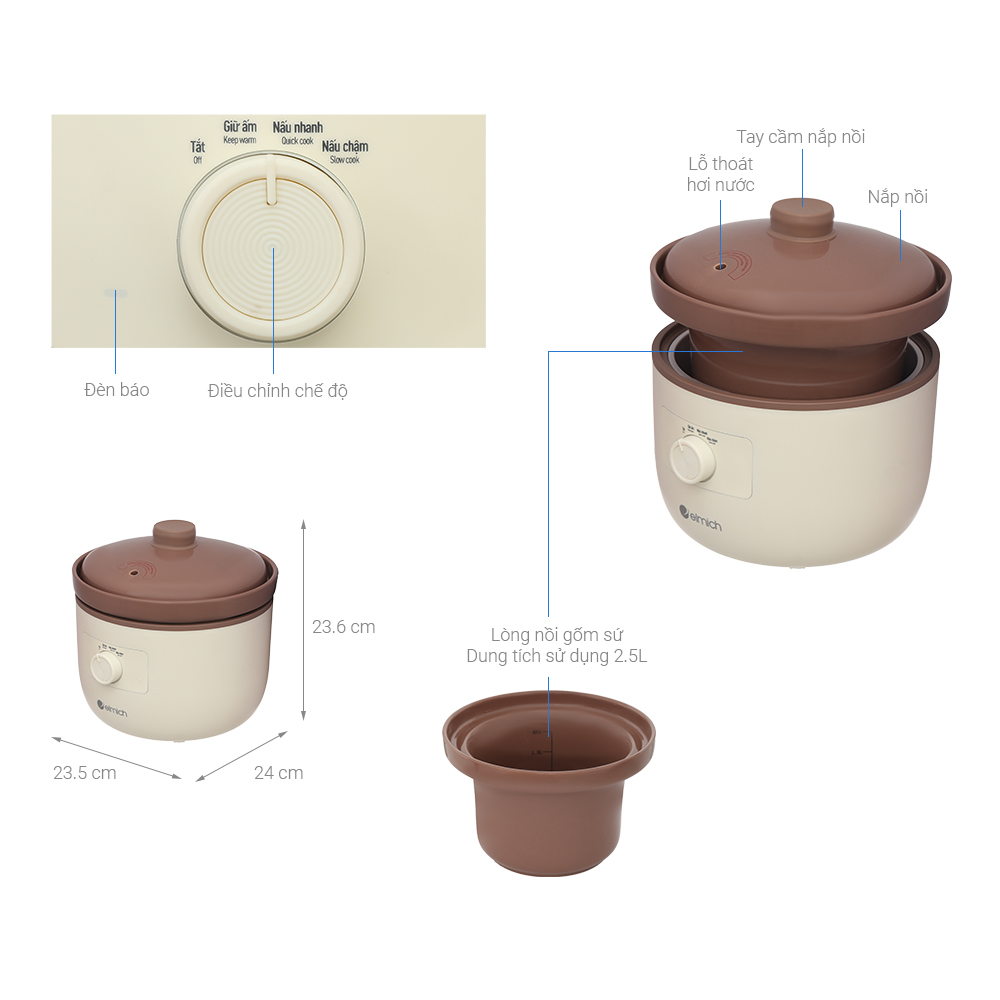Nồi nấu chậm Elmich 2.5 lít SCE0429