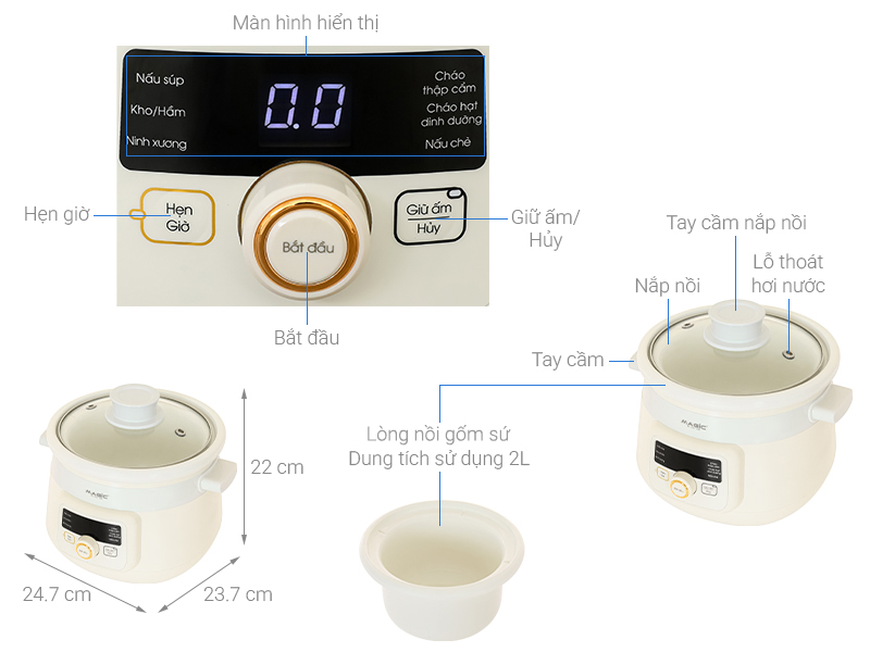 Nồi nấu chậm Magic 2 lít A-050