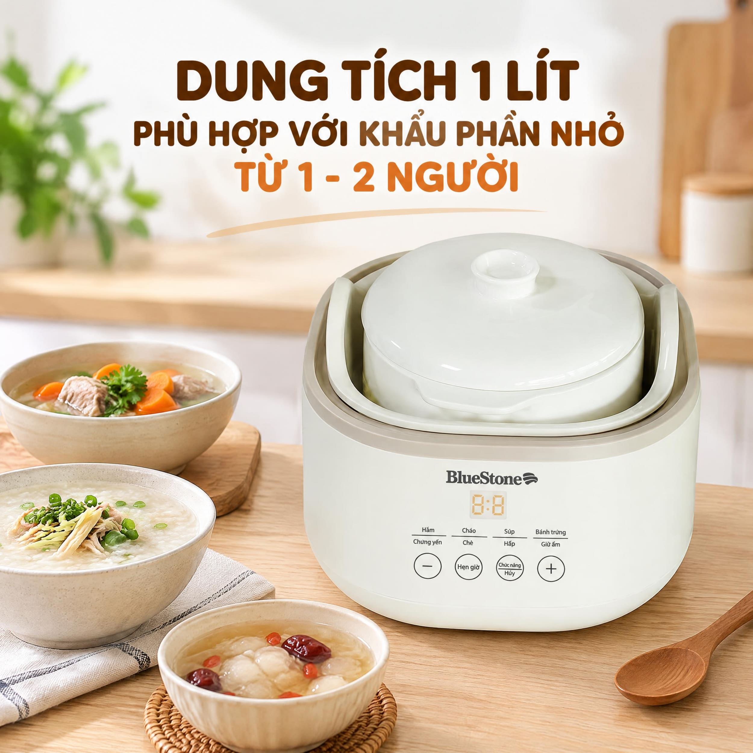 Nồi nấu chậm BlueStone 1 lít SCB-6119 - Dung tích 1 lít Nồi nấu chậm BlueStone 1 lít SCB-6119 - Dung tích 1 lít