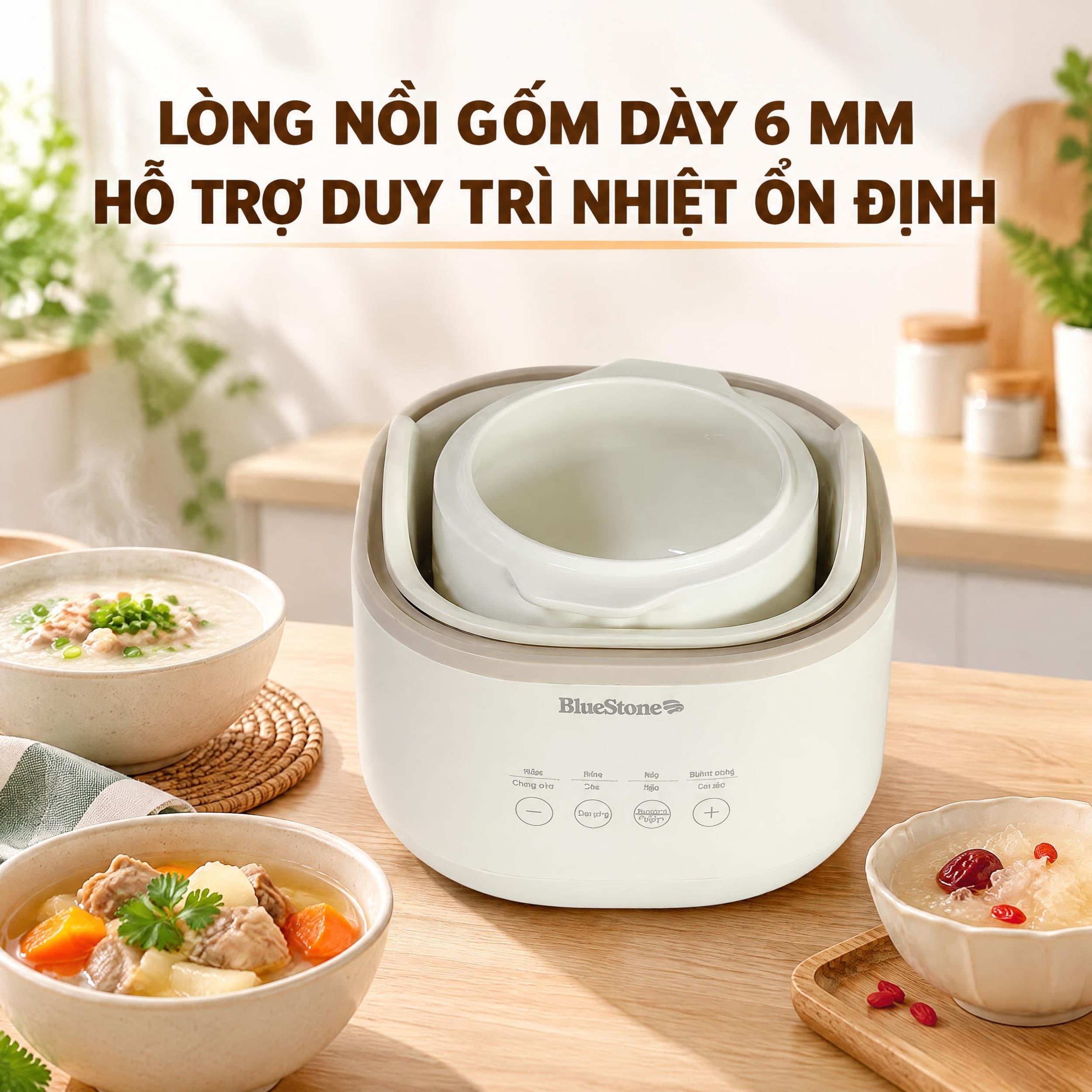 Nồi nấu chậm BlueStone 1 lít SCB-6119 Màu Trắng