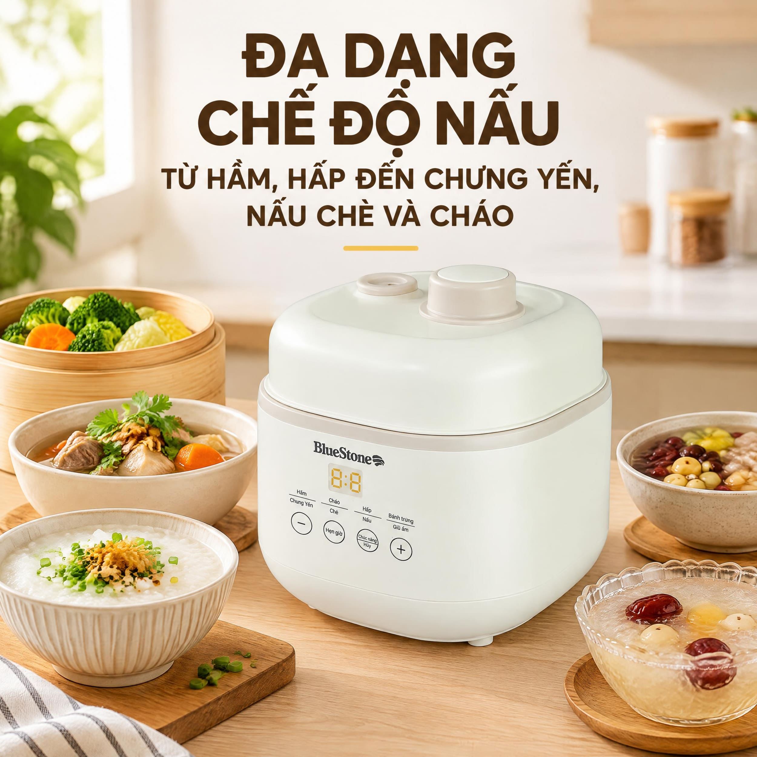 Nồi nấu chậm BlueStone 1 lít SCB-6119 Màu Trắng