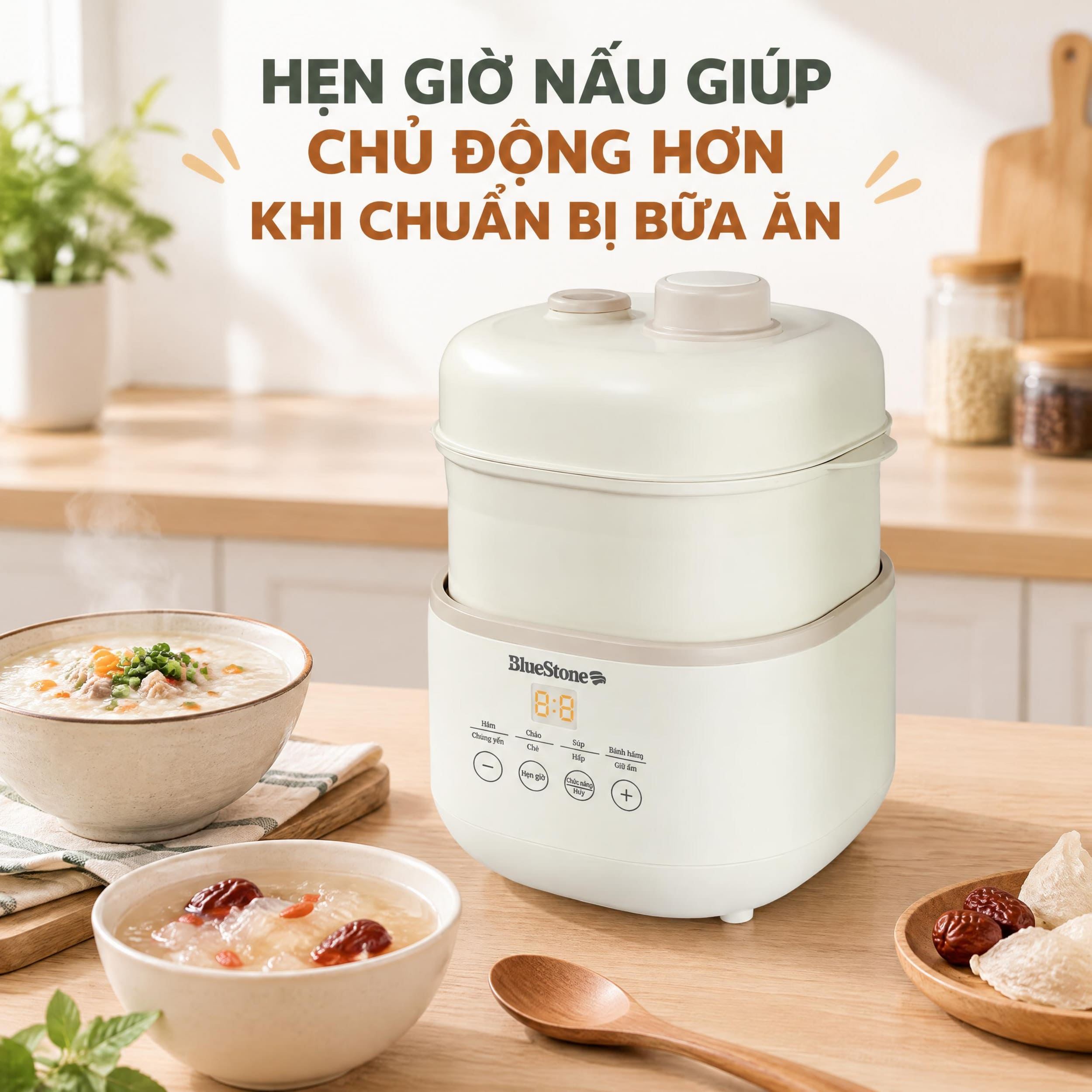 Nồi nấu chậm BlueStone 1 lít SCB-6119 Màu Trắng