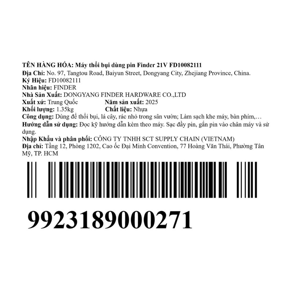 Máy thổi bụi dùng pin Finder 21V FD10082111 Màu Đen - Cam