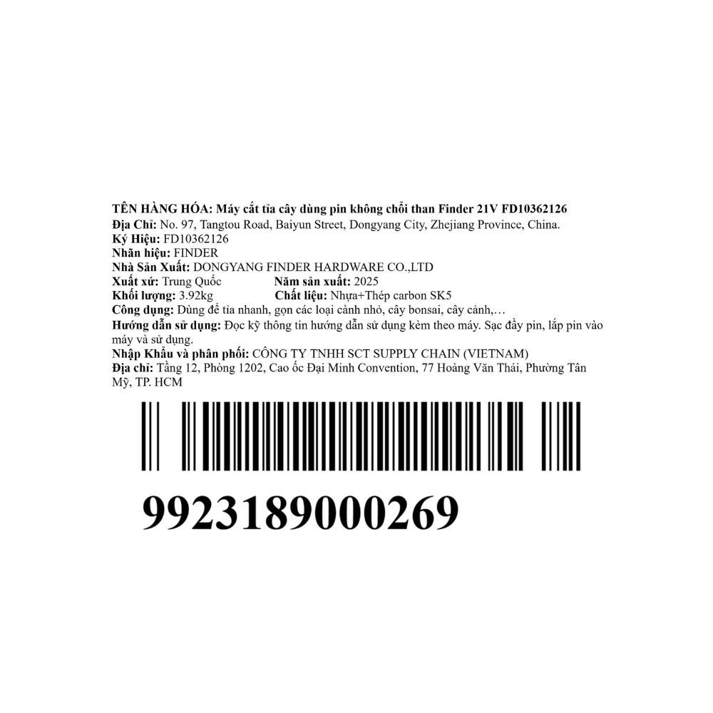 Máy tỉa cây dùng pin Finder 21V FD10362126 Màu Đen - Cam