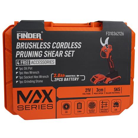 Máy tỉa cây dùng pin Finder 21V FD10362126 Màu Đen - Cam