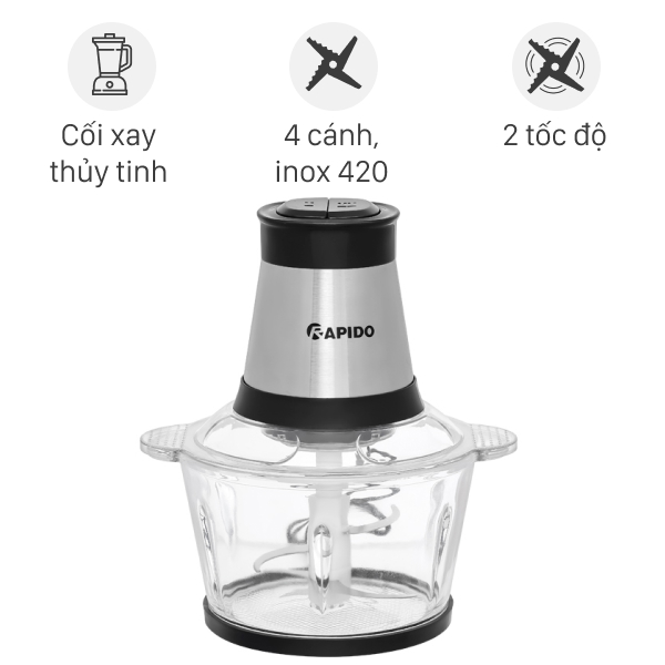 Máy xay thịt đa năng Rapido RMC-300D4 300W 2 lít