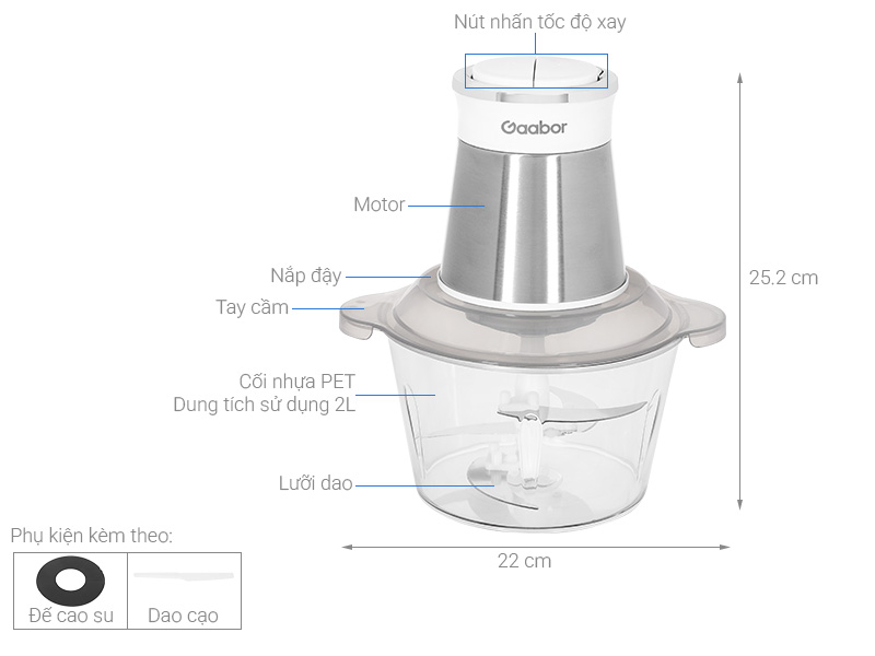 Máy xay thịt Gaabor MG20M-WH02A 300W 2 lít