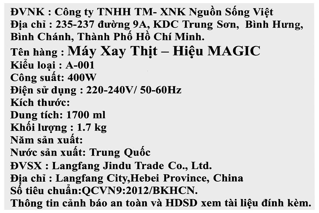Máy xay thịt đa năng Magic A-001 Màu Bạc