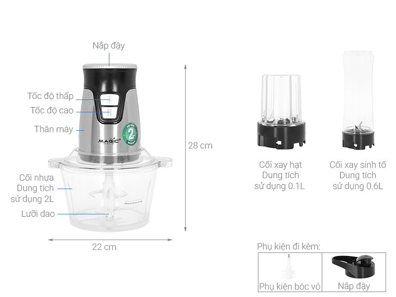 Máy xay thịt đa năng Magic Eco AC-17 500W 2 lít