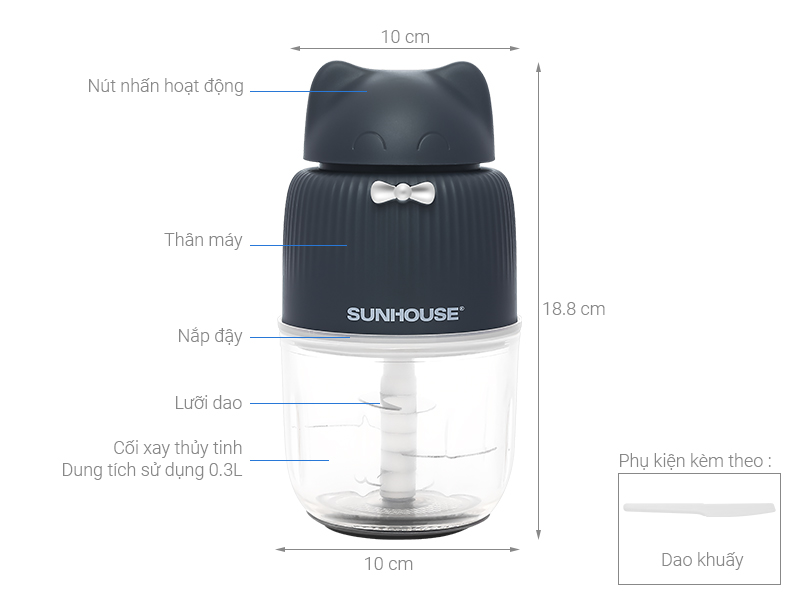 Máy xay thịt mini Sunhouse SHD5401 250W 0.3 lít