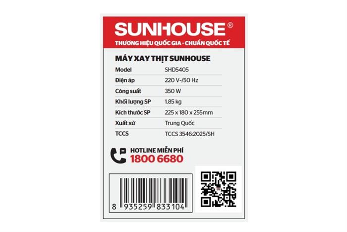 Máy xay thịt đa năng Sunhouse SHD5405 350W 1.8 lít Màu Đen - Bạc
