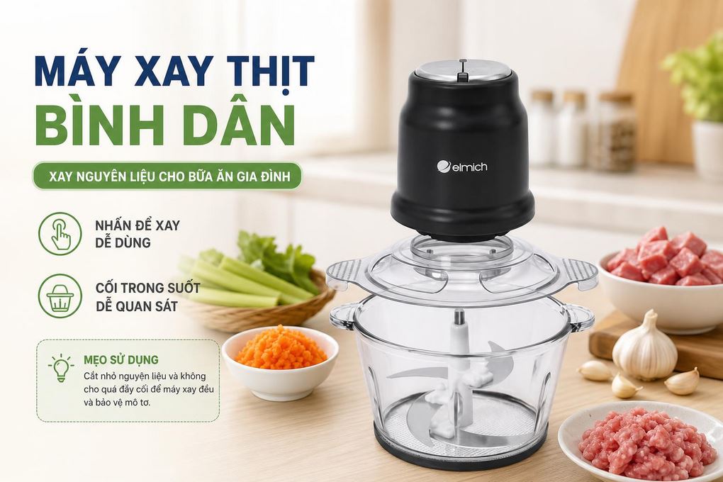 Máy xay thịt đa năng Elmich MCE8586 Màu Đen