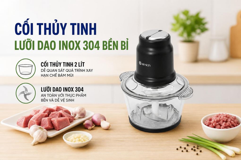 Máy xay thịt đa năng Elmich MCE8586 Màu Đen