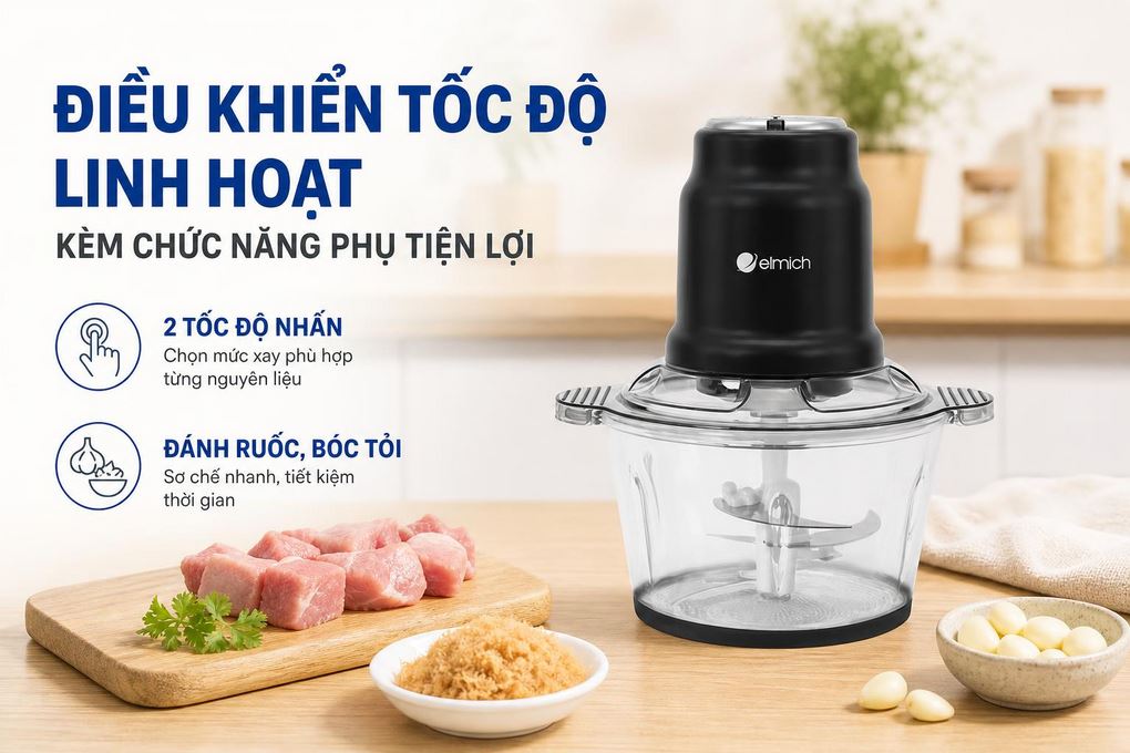 Máy xay thịt đa năng Elmich MCE8586 Màu Đen
