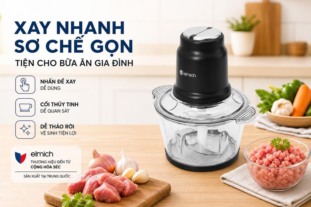 Máy xay thịt đa năng Elmich MCE8586 Màu Đen