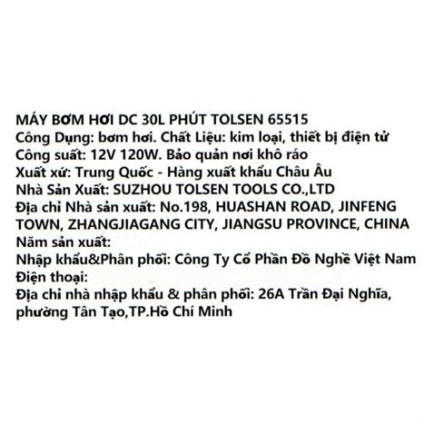 Máy bơm hơi điện Tolsen 65515 120W Màu Đen - Vàng