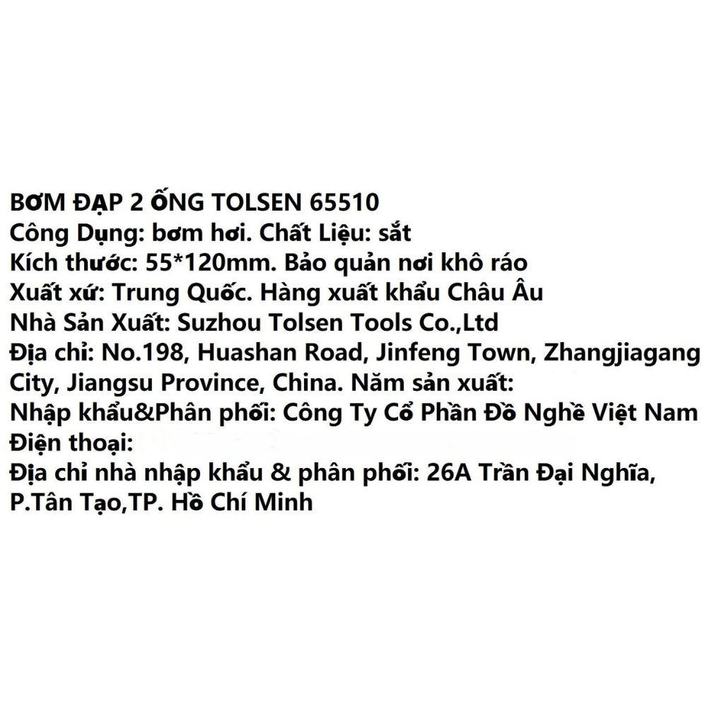 Bơm hơi dùng chân Tolsen 65510 Màu Đen - Vàng