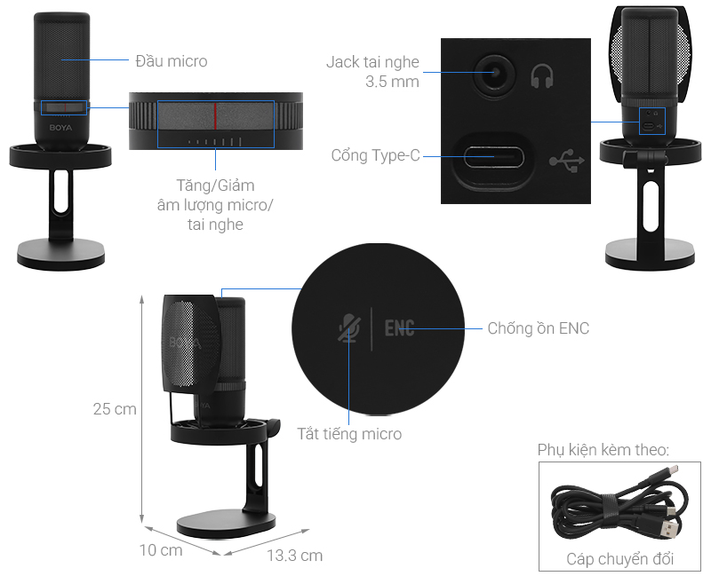 Micro thu âm Podcast/livestream Boya K3