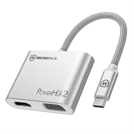 Hub chuyển đổi Type C 4 in 1 MicroPack Power Hub Mini 2 MDC 4V Màu Bạc