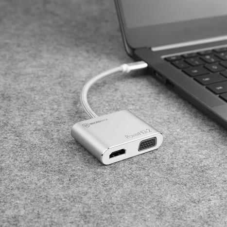 Hub chuyển đổi Type C 4 in 1 MicroPack Power Hub Mini 2 MDC 4V Màu Bạc