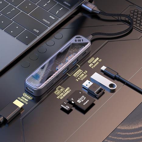 Hub chuyển đổi Type C 6 in 1 MicroPack Expand 6 MDC N6T Màu Xám