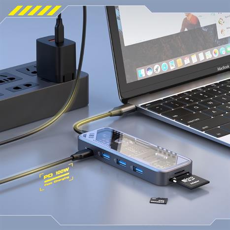 Hub chuyển đổi Type C 8 in 1 MicroPack Expand 8 MDC N8T Màu Xám