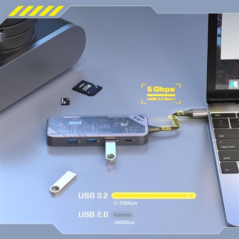 Hub chuyển đổi Type C 8 in 1 MicroPack Expand 8 MDC N8T Màu Xám