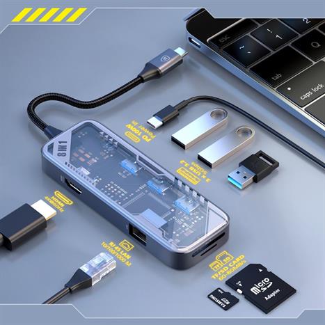 Hub chuyển đổi Type C 8 in 1 MicroPack Expand 8 MDC N8T Màu Xám