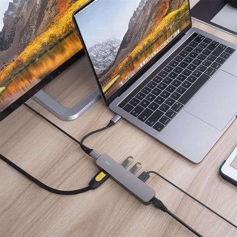Hub chuyển đổi Type-C 6 in 1 Hyperdrive HD233B-SILVER Màu Bạc