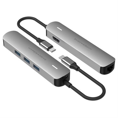 Hub chuyển đổi Type-C 6 in 1 Hyperdrive HD233B-SILVER Màu Bạc
