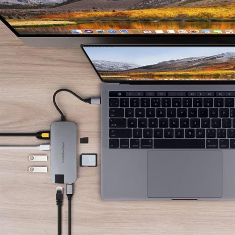 Hub chuyển đổi Type-C 8 in 1 Hyperdrive HD247B-SILVER Màu Bạc
