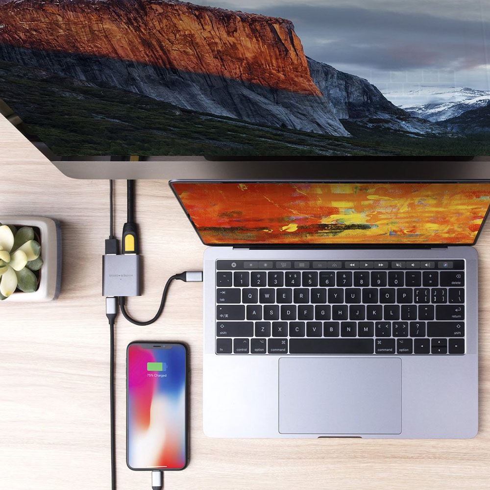 Hub chuyển đổi Type-C 3 in 1 Hyperdrive HD259A-GREY - Tương thích