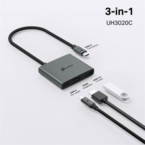 Hub chuyển đổi Type C 3 in 1 TP-Link UH3020C Màu Đen