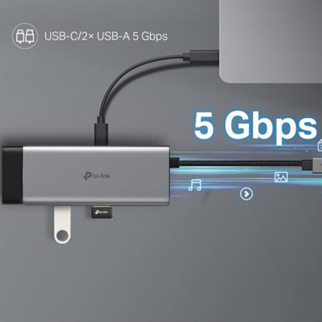 Hub chuyển đổi Type C 5 in 1 TP-Link UH5020C Màu Đen