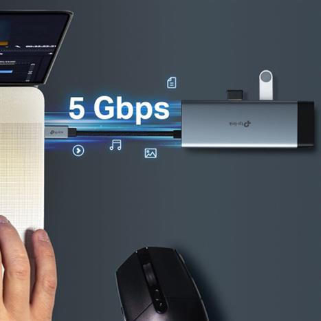 Hub chuyển đổi Type C 6 in 1 TP-Link UH6120C Màu Đen