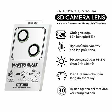 Miếng dán camera iPhone 15/15 Plus Master Glass 3D Camera Lens DEKEY - Xanh Lá Màu Xanh lá