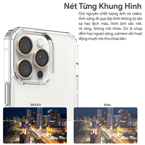Miếng dán camera iPhone 15 Pro/Pro Max DEKEY 3D Camera Lens - Đen Màu Đen
