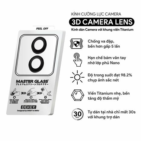 Miếng dán camera iPhone 16/16 Plus DEKEY 3D Camera Lens - Đen Màu Đen