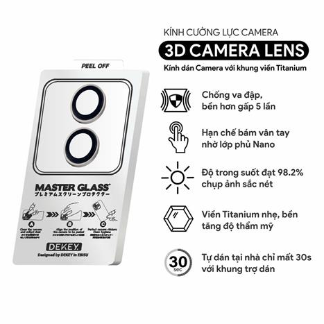 Miếng dán camera iPhone 16/16 Plus DEKEY 3D Camera Lens - Bạc Màu Bạc